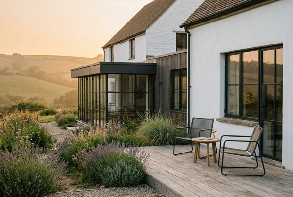 Bläsing Beratung Retreat: Modernes Landhaus mit Terrasse und Blick ins Grüne für die Intensiv-Auszeit